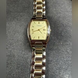 Caravelle by Bulova Two Tone Quartz Watch Rectangle Face Date